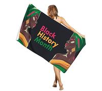 Serviette De Plage Mois De L'Histoire des Noirs Femmes Africaines Fond Noir Serviettes De Bain Pliable Hautement Absorbant Bain Serviettes, Für Le Camping, Baignade, Les Voyages, 80x130cm