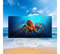 Serviette de Plage Monde Sous-marin Grand Rectangle 3D Océan Dauphin Tortue Hippocampe Poulpe Couverture Imprimée Serviette de Bain pour Adultes Enfant Cadeau D'été (Bleu 5, 150 x 180 cm)