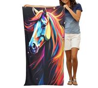 Serviette de plage motif chevaux - Impression 3D - Idée cadeau pour enfants filles et garçons - Piscines, plages, sport (5,75 x 150 cm)