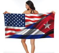 Serviette de plage, motif drapeau cubain, mi-Amérique, mi-Cuba, surdimensionnée, pour homme et femme, à séchage rapide, absorbante, idéale pour les voyages, la piscine, le yoga, la salle de sport, 80