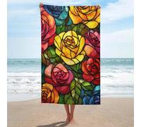 Serviette de plage multicolore en microfibre anti-sable - Multi-usage - Absorbante pour salle de bain et piscine - 130 x 80 cm
