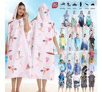 Serviette de plage multifonctionnelle pour le changement, sèche rapidement sans sable, poncho de surf compact avec capuche pour adultes hommes et femmes. Combinaison étanche avec manches réglables pou