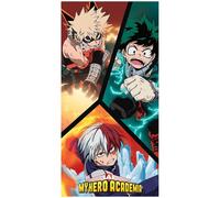 Halantex - MHA-5304T - My Hero Academia 3 Personnages, Serviette de Plage Originale Officielle - Multicolore - 70 x 140 cm