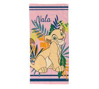 Disney Serviette de Plage Enfant 70x140 cm - Drap de Bain Officiel Vaiana et Le Roi Lion - 100% Polyester 280 GSM Doux - Séchage Rapide pour Piscine, Mer et Vacances (Rose, Nala Roi Lion)