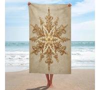 Serviette de plage ornée de flocons de neige dorés en microfibre anti-sable, grande serviette de douche multi-usages absorbante pour salle de bain et piscine 130 x 80 cm