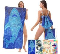 Serviette De Plage Personnalisée Pliables En Sac À Dos,140x70 Cm Drap De Plage,Serviettes De Plage Xxl-2 En 1 Multifonctionnel Serviette Plage Anti-Sable Portable Légère