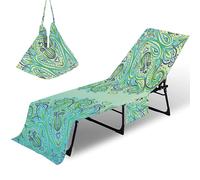 Serviette de plage pour chaise longue avec poches - Imprimé géométrique 3D en microfibre à séchage rapide pour chaise de plage - Serviette de chaise longue portable pour piscine, spa, extérieur (09