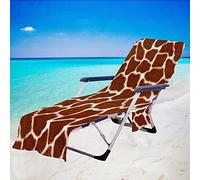 Serviette de Plage pour Chaise Longue Avec Poches, Imprimé Léopard 3D, Housse de Chaise de Plage D'Été, Housse de Serviette de Chaise Longue, Serviettes de Transat pour Vacances, Jardin, Piscine Extér