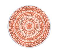 Serviette De Plage Ronde Surdimensionnée Pour Les Voyages, Mandala Orange Indien Boho Hippie Imprimer Quick Dry Sand Beach Blanket La Preuve, Tapis De Yoga Méditation Cercle Avec Les Glands