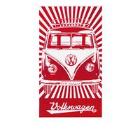 BRISA VW Collection - Serviette de Plage-Sauna-Tapis de Bain en Design Combi T1 (Samba Stripes/Rouge)