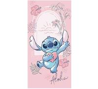 Serviette de plage - Sans marque - Aloha (Lilo & Stitch) - 140x70 cm - Rose multicolore - Enfant