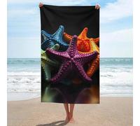 Serviette de plage surdimensionnée 79 x 130 cm, anti-sable, séchage rapide, absorbante, motif étoile de mer, idéale pour la piscine et les voyages. Serviette de bain légère pour adultes, pour les va