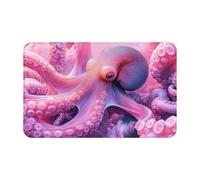 Serviette de plage surdimensionnée en velours avec motif pieuvre rose - Impression noire - 140 x 70 cm - Pour adultes - Super absorbante
