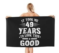 Serviette de plage surdimensionnée « Joyeux 49e anniversaire », absorbante et sans sable, à séchage rapide, pour la natation, la piscine, les voyages, le yoga, 81 x 132 cm, accessoires de plage