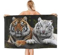 Serviette De Plage Tigre Animal, 3D Serviette De Bain Microfibre Anti Sable Tapis De Plage Femme Homme pour Voyage, Camping, Gym, Natation, Yoga 80 X 160 Cm -6R6Z-U6D
