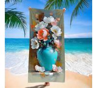 Serviette de Plage Usine Fleur, Serviette de Plage Microfibre Anti, Séchage Rapide, Ultra Absorbante et Compacte, Drap de Plages XXL 95 x 190 cm, Design Moderne et Coloré pour Femme et Homme d9j-485