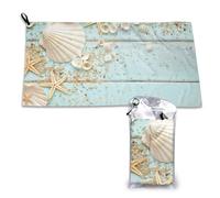 Serviette de plage vintage à séchage rapide, collection coquillages et mer, en microfibre, pour adultes, 40,6 x 5 788 cm