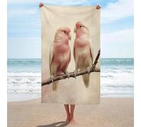 Serviette de plage vintage deux oiseaux sur une branche en microfibre anti-sable, grande serviette de douche multi-usages absorbante pour salle de bain piscine 130 x 80 cm