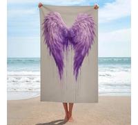Serviette de plage violette flamme ailes d'ange en microfibre anti-sable grande serviette de douche multi-usages absorbante pour salle de bain piscine 130 x 80 cm