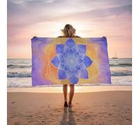 Serviette de Plage xxl 100x220cm Tapis de Plage Violet Doux et Respectueux de la Peau Séchage Rapide Résistant au Sable als Serviette de Bain pour Gym Sauna Yoga Sport Camping Voyage Mandala LSTJ-2046
