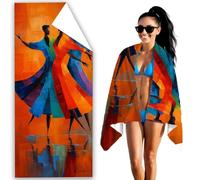 Serviette de Plage XXL 120x60 cm Grande Serviette de Plage Microfibre Europe Du Nord Beach Towel Abstrait Drap de Plages Anti Sable, Compacte & Legere pour Cadeau Camping Plages Voyages Piscine F2-620