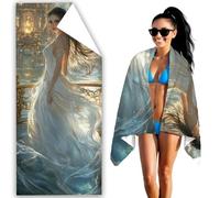 Serviette de Plage XXL 140x70 cm Grande Serviette de Plage Microfibre Déesse Beach Towel Palais Drap de Plages Anti Sable,Compacte & Legere pour Cadeau Camping Plages Voyages Piscine Accessoire F2-944