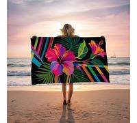 Serviette de Plage xxl 180 x 90 cm Tapis de Plage Couleur Doux et Respectueux de la Peau Séchage Rapide Résistant au Sable als Serviette de Bain pour Gym Sauna Yoga Sport Camping Voyage Fleur LSTJ0437