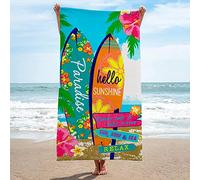 Serviette de Plage 200x200 Planche de Surf Femme Homme Enfant, Drap de Plage XXL Serviette Plage Anti Sable Fleurs à Séchage Rapide Grande Serviette Plage pour Bain, Piscine, Camping