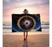 Serviette de Plage XXL 220 x 100cm Tapis de Plage Univers Doux et Respectueux de la Peau Séchage Rapide Résistant au Sable ALS Serviette de Bain pour Gym Yoga Sport Camping Voyage Abstrait LSTJ-0123