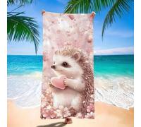Serviette de Plage xxl 220x100 cm Serviette Microfibre, Animal Serviettes de Plage, Absorbante, Sans Sable, Séchage Rapide, pour Homme, Femme et Enfant, Camping, Voyages, Natation, Hérisson H-5302