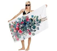 Serviette de Plage XXL 75x150 Serviette de Bain Microfibre, Tapis de Plage Anti Sable, Drap de Bain Séchage Rapide, Compacte, Légère, Douce, Absorbante, pour Voyage, Piscine, Sport, Fitness Y2-977