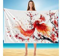 Serviette de Plage XXL 75x150cm, Microfibre Serviette de Plage, Anti Sable Sechage Rapide Bain, Bain Sport avec Sac Rangement, Portable, pour Voyages, Natation, Camping, Vacances, Yoga Oiseau A-5966