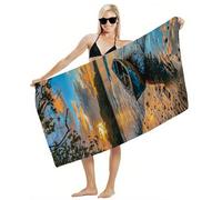 Serviette de Plage XXL 80x160 Serviette de Bain Microfibre, Tapis de Plage Anti Sable, Drap de Bain Séchage Rapide, Compacte, Légère, Douce, Absorbante, pour Voyage, Piscine, Sport, Fitness Y2-869