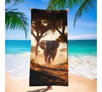 Serviette de Plage xxl 90x160 cm Serviette Microfibre, Afrique Serviettes de Plage, Absorbante, Sans Sable, Séchage Rapide, pour Homme, Femme et Enfant, Camping, Voyages, Natation, Éléphant H-6783