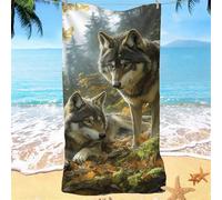 Serviette de Plage xxl 90x180, Serviette Microfibre, forêt Loup Serviettes de Plage, Absorbante, Sans Sable, Séchage Rapide, Design Moderne Coloré Serviettes Sport, pour Hommes et Femme Voyage w0j-371