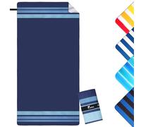 Serviette de Plage XXL |90x180cm| Serviette Microfibre,Serviettes est Compacte et Résistante au sable,égère et à Séchage Rapide Adaptée à la Plage,Salle de Sport,Voyages (Marine&Bleu Clair, 180x90cm)