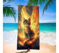 Serviette de Plage xxl 90x200 cm Serviette Microfibre, Chat Serviettes de Plage, Absorbante, Sans Sable, Séchage Rapide, Compacte Légère, pour Homme, Femme et Enfant, Camping, Voyages, Rêve H-2055