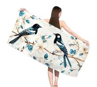 Serviette de Plage XXL Bleu, Serviette Microfibre 100 x 200 cm, Sans Sable, Serviettes de Plage Léger et séchage Rapide, Convient pour la Plages, Sport, Voyages, Sauna, Piscine, Oiseau,s-j733