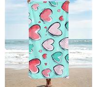 Serviette de Plage XXL Grande Taille - 100x220 cm, Serviette Microfibre Plage Absorbante et Légère - Serviettes Piscine - Serviettes de Bain Voyage, Comme Natte de Plage - Motif bleu Amour 0J-839