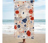 Serviette de Plage XXL Grande Taille - 100x220 cm, Serviette Microfibre Plage Absorbante et Légère - Serviettes Piscine - Serviettes de Bain Voyage, Comme Natte de Plage - Motif Crème rural 0J-908
