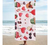 Serviette de Plage XXL Grande Taille - 90x200 cm, Serviette Microfibre Plage Absorbante et Légère - Serviettes Piscine - Serviettes de Bain Voyage, Comme Natte de Plage - Motif rose Amour 0J-732