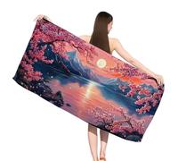 Serviette de Plage XXL Japon, Serviette Microfibre 60x120 cm, Sans Sable, Serviettes de Plage Léger et séchage Rapide, Convient pour la Plages, Sport, Voyages, Sauna, Piscine, Mont Fuji,s-j206