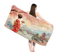 Serviette de Plage XXL Japon, Serviette Microfibre 90 x 180 cm, Sans Sable, Serviettes de Plage Léger et séchage Rapide, Convient pour la Plages, Sport, Voyages, Sauna, Piscine, Paysage,s-j803