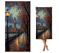 Serviette de Plage XXL Londres, Serviette Microfibre 220 x 100 cm, Sans Sable, Serviettes de Plage Léger et séchage Rapide, Convient pour la Plages, Sport, Voyages, Sauna, Piscine, Rue,s-j403