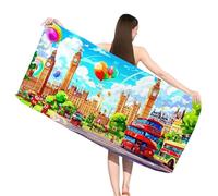 Serviette de Plage XXL Londres, Serviette Microfibre 70x140 cm, Sans Sable, Serviettes de Plage Léger et séchage Rapide, Convient pour la Plages, Sport, Voyages, Sauna, Piscine, Paysage,s-j722