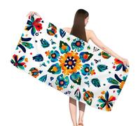 Serviette de Plage XXL Vert, Serviette Microfibre 220 x 100 cm, Sans Sable, Serviettes de Plage Léger et séchage Rapide, Convient pour la Plages, Sport, Voyages, Sauna, Piscine, Bohême,s-j781