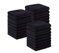 Serviette de salon pour cheveux noire de 13,3 x 29 pouces, pack en vrac de serviettes de séchage des cheveux en microfibre super douces, de couleur noire, convenant pour la salle de gym, la salle de b