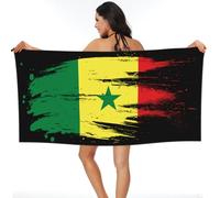 Serviette De Sauna Art du Drapeau Sénégalais du Sénégal Serviettes De Plage Microfibre Premium Draps De Bain pour Les Voyage Gym La Natation 80X130Cm