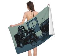 Serviette De Sauna Astronauts Sitting on The Couch Watching TV While Eating Popcorn Seamless Pattern Microfibre Serviettes De Plage Doux Draps De Bain pour Gym La Natation Le Surf 80X130Cm