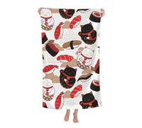 Serviette De Sauna Chat Porte-Bonheur Serviettes De Bain Confortable Serviettes De Plage Microfibre Drap De Plage pour La Natation Gym Le Camping 80X130Cm